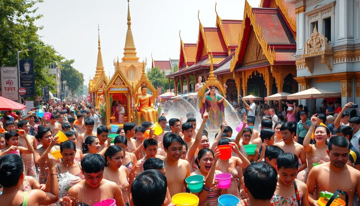 Songkran Festival Water Celebration in Thailand